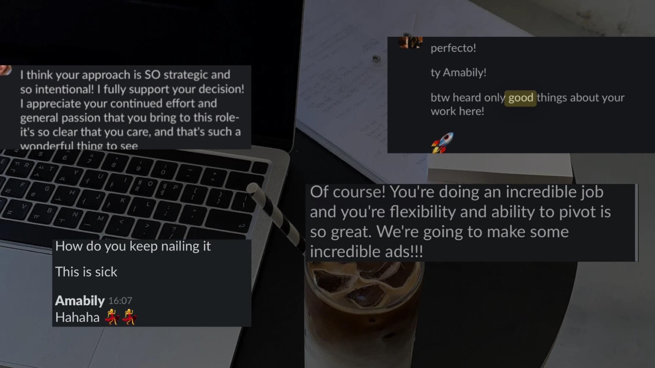 Slack feedback screenshots